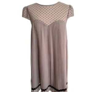 Victoria's Secret Pink Polka Dot Pleated Dress Short Sleeve Ruffle Trim Size S